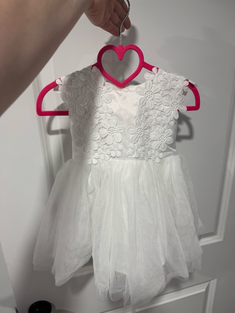Amazon (worn once) White Floral Lace Tulle Girls' Formal Dress with headband